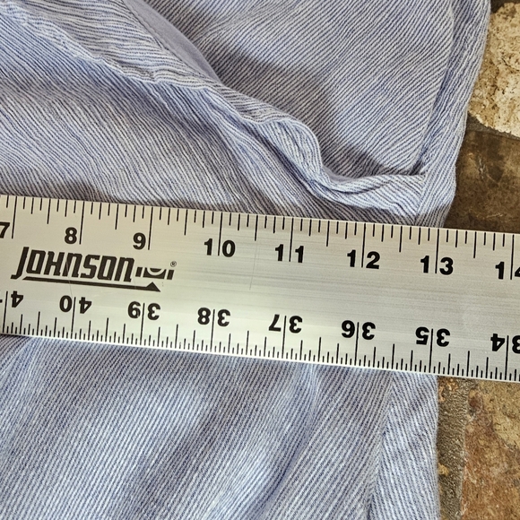 Lulus Yacht Rock Blue Striped Off Shoulder Ruffle Dress Midi Size Small - Picture 11 of 12